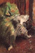 Edgar Degas woman witb a gren iutu Germany oil painting artist